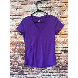 Purple Amber Sun V-neck Short Sleeve Top Shirt Women’s Size Small